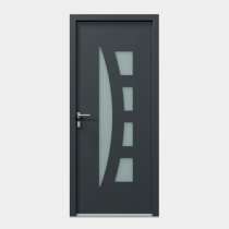 Puerta de entrada PVC Gris 7016 con vidrio esmerilado