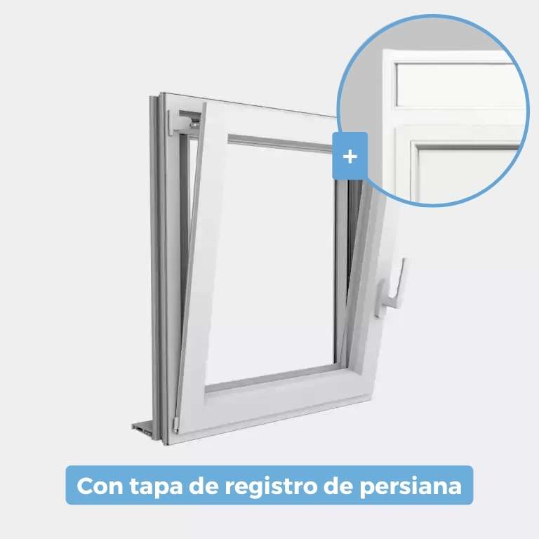 Ventana Aluminio gama AluMax 1 hoja apertura oscilobatiente con tapa de registro de persiana