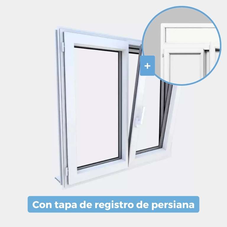 Ventana Aluminio gama AluMax 2 hojas de la cual 1 oscilobatiente con tapa de registro de persiana