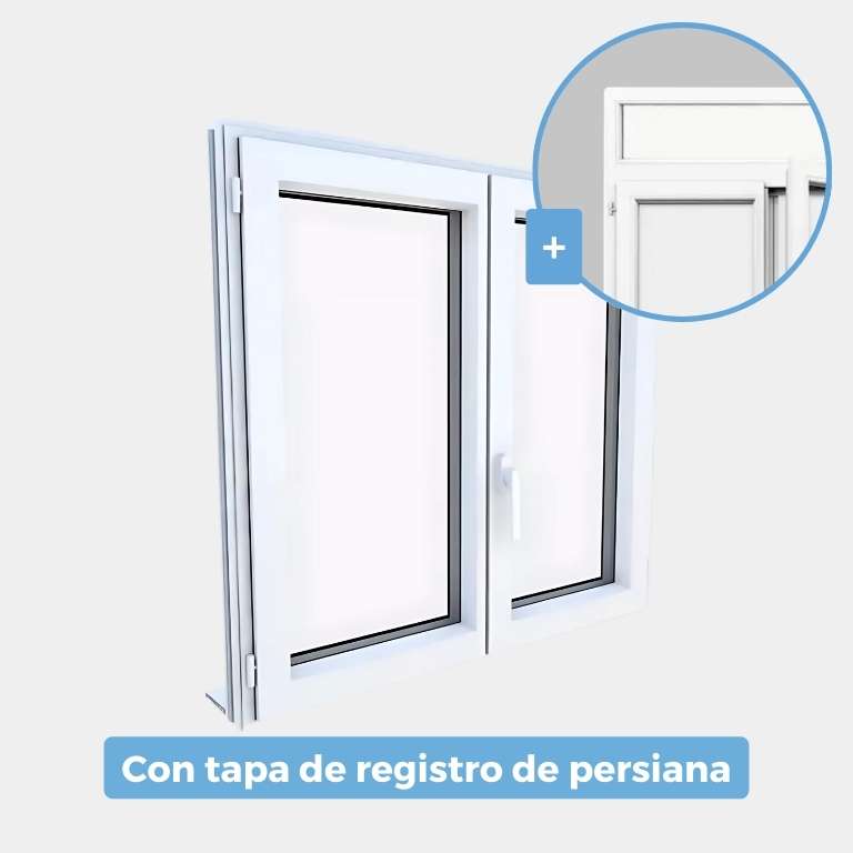 Ventana Aluminio gama AluMax 2 hojas de la cual 1 oscilobatiente con tapa de registro de persiana